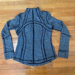 Lululemon Define Jacket Heathered Gray Black Space Dye Full Zip Yoga Size 10